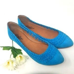 LUCKY BRAND TURQUOISE SUEDE LEATHER FLATS.